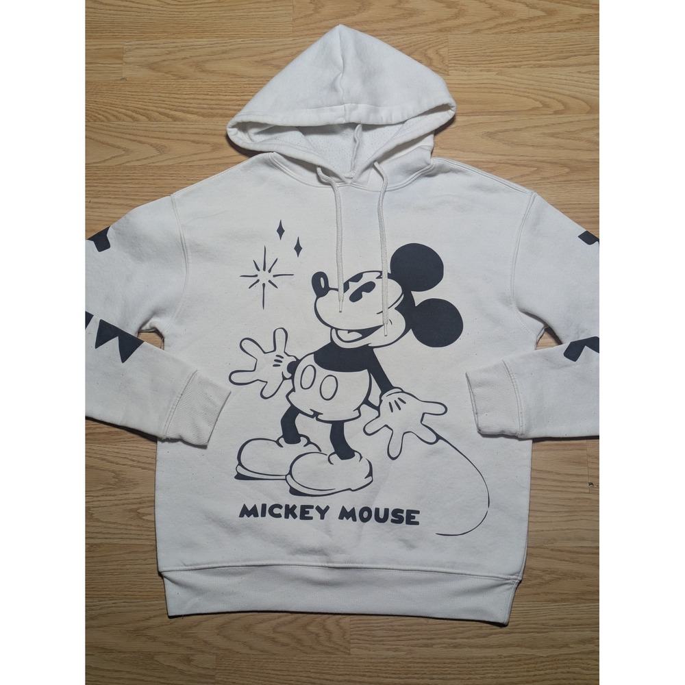 Disney Womens Mickey Mouse Graphic Hoodie White Small